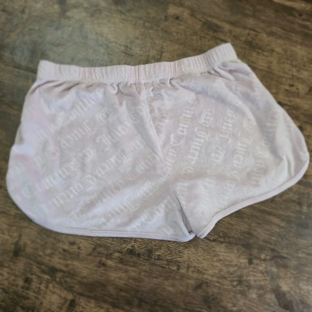 JUICY COUTURE‎ Sleep Shorts Womens XL Pink Velour Logo Embossed Lounge Pajamas